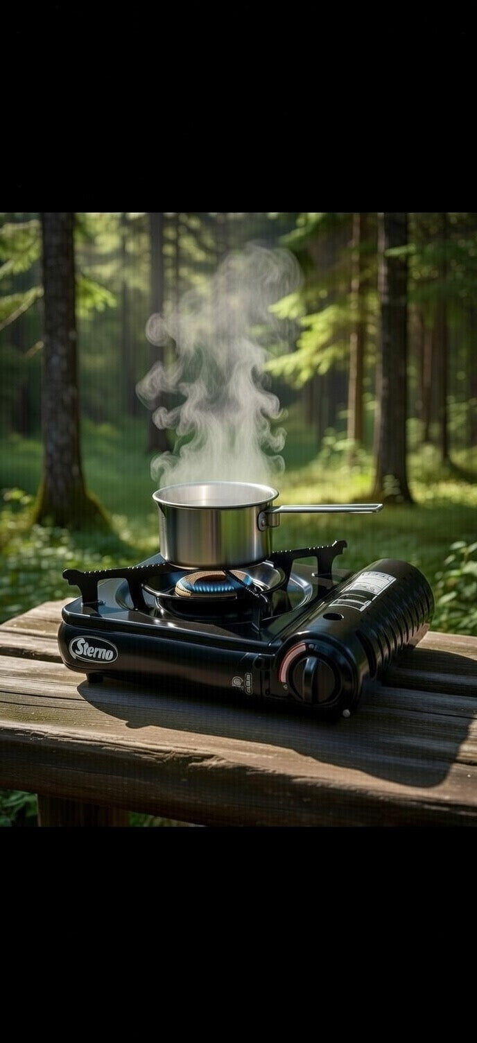 Sterno Estufa portátil de butano - Estufa de un solo quemador para catering o cocina al aire libre negra con estuche de viaje - 9000 BTU
